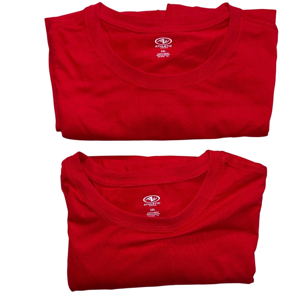 Athletic Works Men 2XL Brilliant Red Tri-Blend Short Sleeve T-Shirt Lot Of 2 New